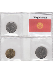 KYRGYZSTAN  set monete circolate da  50 Tiyin - 1 - 3 Som Anni Vari Qfdc